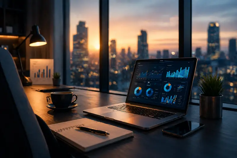 إبدأ التسويق الالكتروني من خلال بيئة عمل احترافية تعرض تحليل البيانات وخطط التسويق الرقمي