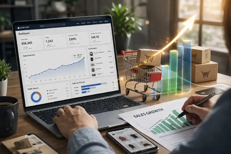 زيادة مبيعات المتجر الإلكتروني: دليل شامل لرفع الأرباح وتحويل الزوار إلى عملاء